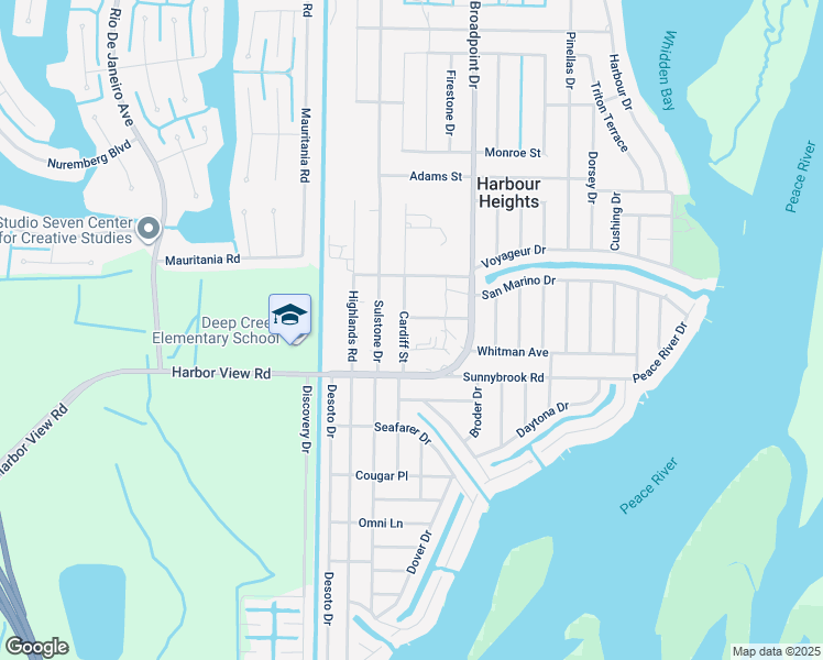 map of restaurants, bars, coffee shops, grocery stores, and more near 3053 Cardiff Street in Punta Gorda