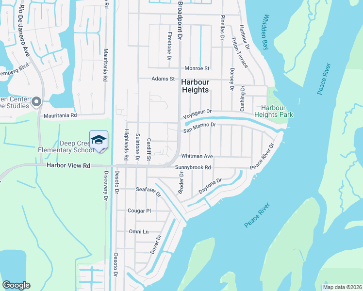 map of restaurants, bars, coffee shops, grocery stores, and more near 3074 Broadpoint Drive in Punta Gorda