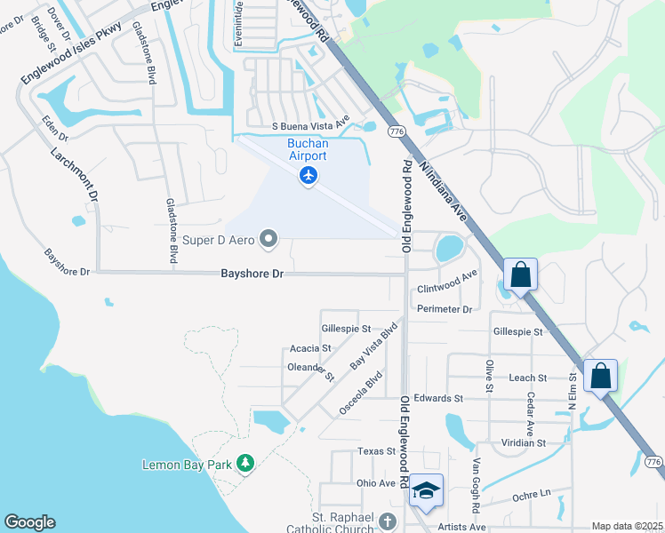 map of restaurants, bars, coffee shops, grocery stores, and more near 866 Bayshore Drive in Englewood