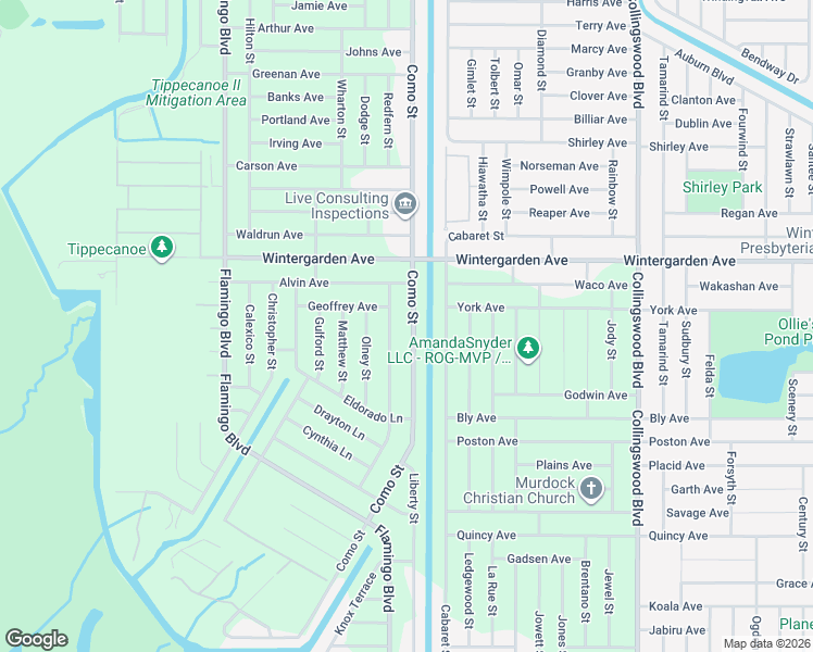 map of restaurants, bars, coffee shops, grocery stores, and more near 3084 Bunker Hill Street in Port Charlotte