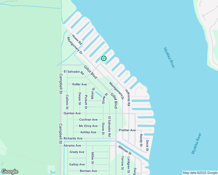 map of restaurants, bars, coffee shops, grocery stores, and more near 3166 Gillot Boulevard in Port Charlotte