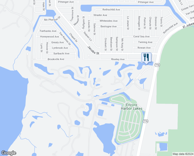 map of restaurants, bars, coffee shops, grocery stores, and more near 3121 Club Drive in Port Charlotte