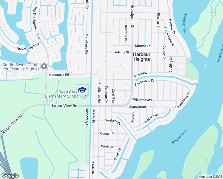map of restaurants, bars, coffee shops, grocery stores, and more near 3053 Cardiff Street in Punta Gorda