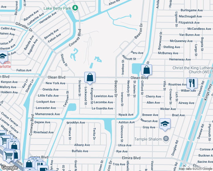 map of restaurants, bars, coffee shops, grocery stores, and more near 22439 New York Avenue in Port Charlotte