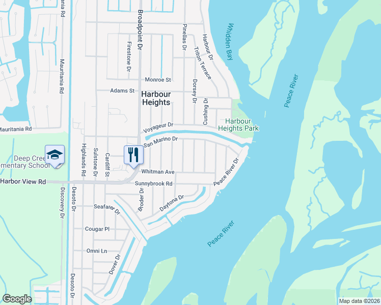 map of restaurants, bars, coffee shops, grocery stores, and more near 3066 Daffodil Terrace in Punta Gorda