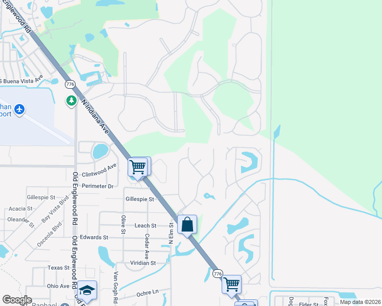 map of restaurants, bars, coffee shops, grocery stores, and more near 1144 Arbroid Drive in Englewood