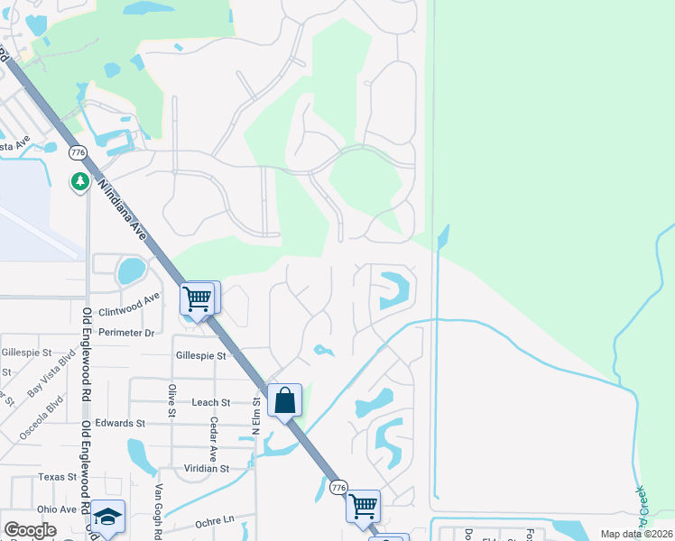 map of restaurants, bars, coffee shops, grocery stores, and more near 1131 Yosemite Drive in Englewood