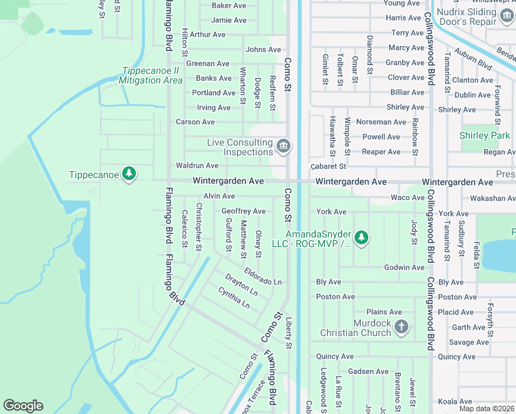 map of restaurants, bars, coffee shops, grocery stores, and more near 3087 Olney Street in Port Charlotte