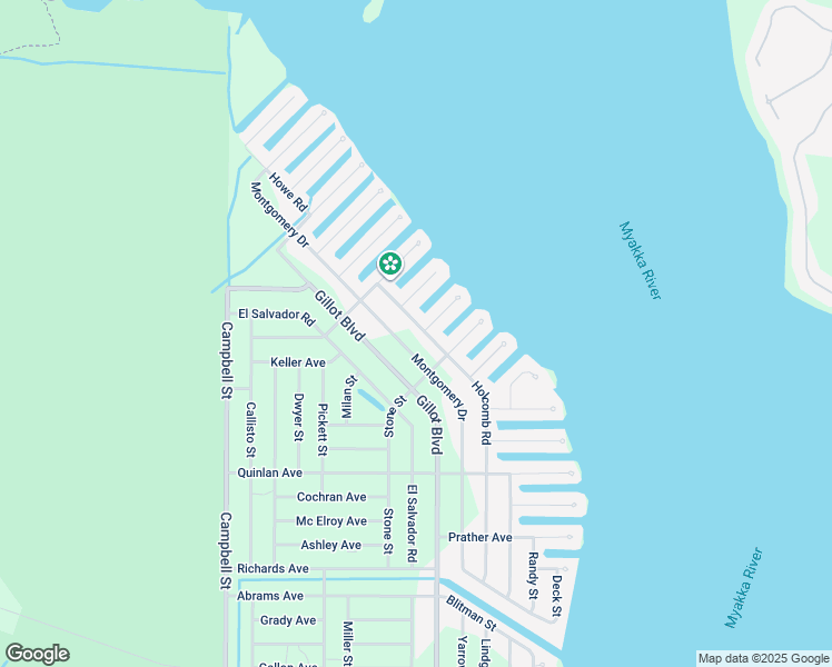 map of restaurants, bars, coffee shops, grocery stores, and more near 3075 Holcomb Road in Port Charlotte