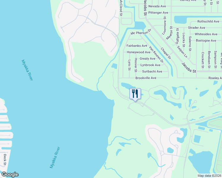 map of restaurants, bars, coffee shops, grocery stores, and more near 3071 Rivershore Lane in Port Charlotte