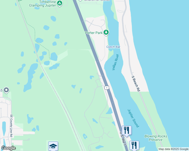 map of restaurants, bars, coffee shops, grocery stores, and more near 11830 Southeast Hill Club Terrace in Tequesta