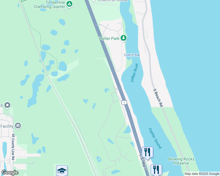 map of restaurants, bars, coffee shops, grocery stores, and more near 11830 Southeast Hill Club Terrace in Tequesta