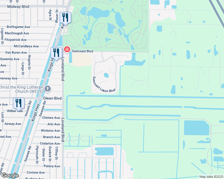 map of restaurants, bars, coffee shops, grocery stores, and more near 2735 Suncoast Lakes Boulevard in Port Charlotte