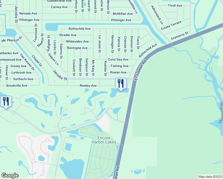 map of restaurants, bars, coffee shops, grocery stores, and more near 14420 Riseley Avenue in Port Charlotte