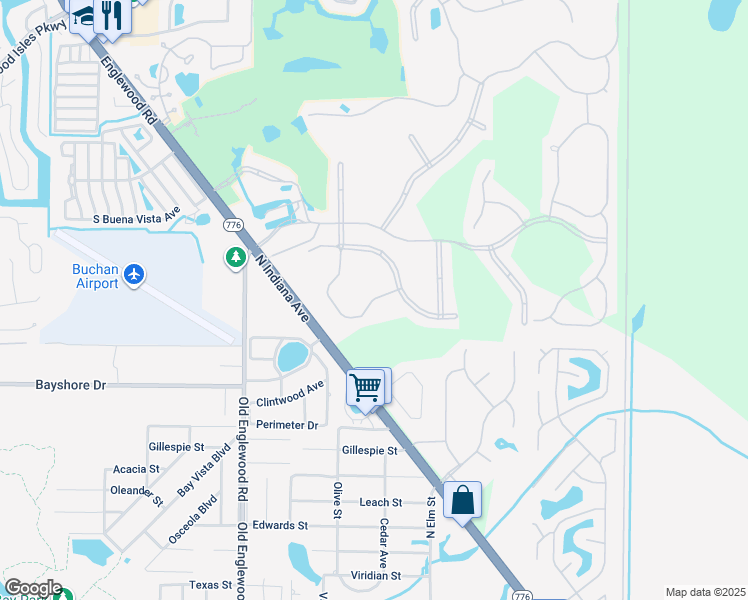 map of restaurants, bars, coffee shops, grocery stores, and more near Backspin Drive in Englewood