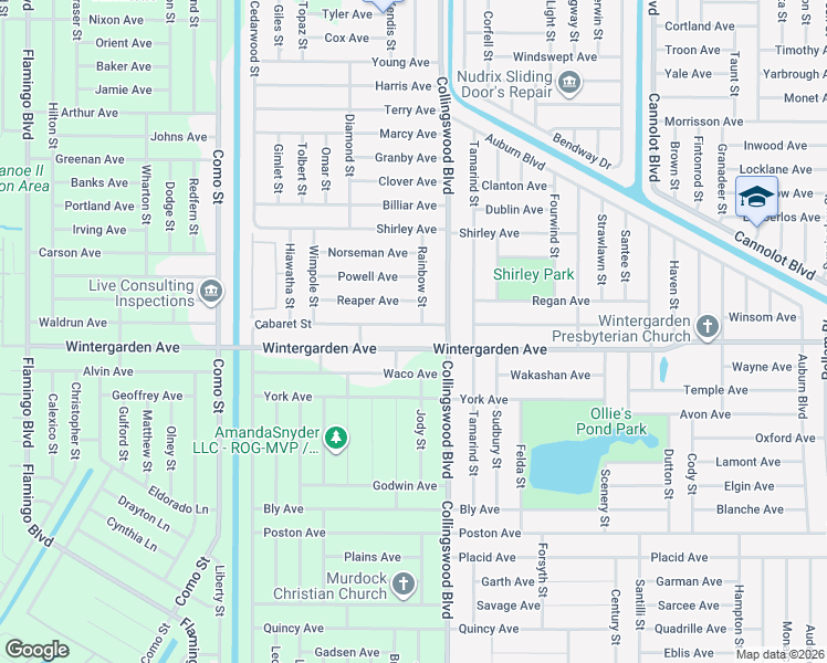 map of restaurants, bars, coffee shops, grocery stores, and more near 2805 Cabaret Street in Port Charlotte