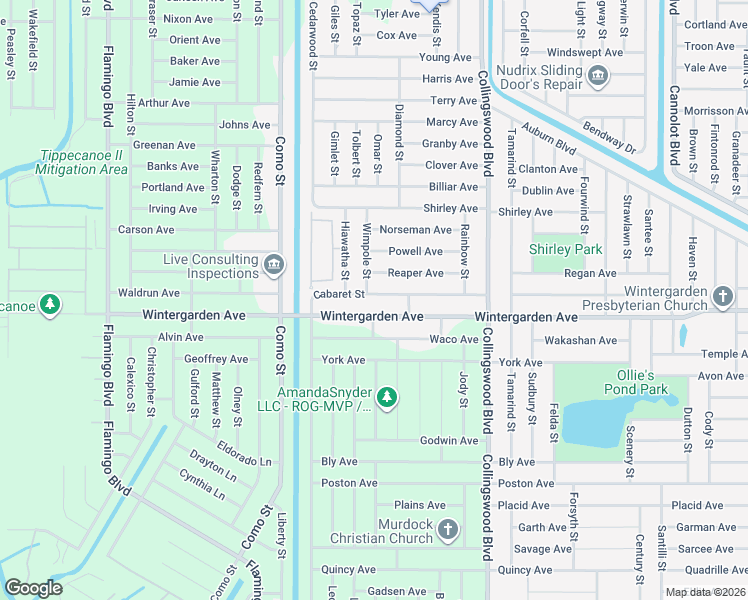 map of restaurants, bars, coffee shops, grocery stores, and more near 2900 Cabaret Street in Port Charlotte