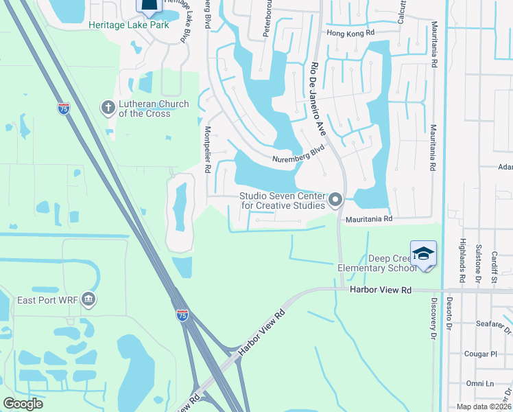 map of restaurants, bars, coffee shops, grocery stores, and more near 26119 Constantine Road in Punta Gorda