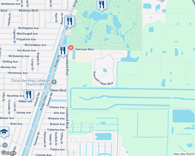 map of restaurants, bars, coffee shops, grocery stores, and more near 24501 Sunrise Drive in Port Charlotte