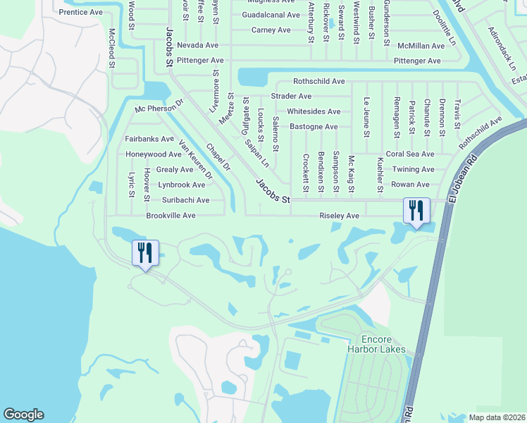 map of restaurants, bars, coffee shops, grocery stores, and more near 14176 Riseley Avenue in Port Charlotte