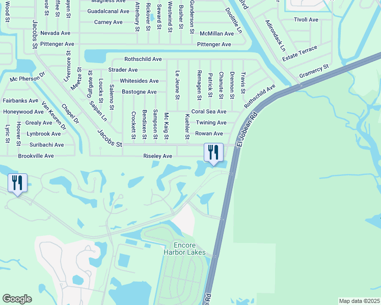 map of restaurants, bars, coffee shops, grocery stores, and more near 14420 Riseley Avenue in Port Charlotte