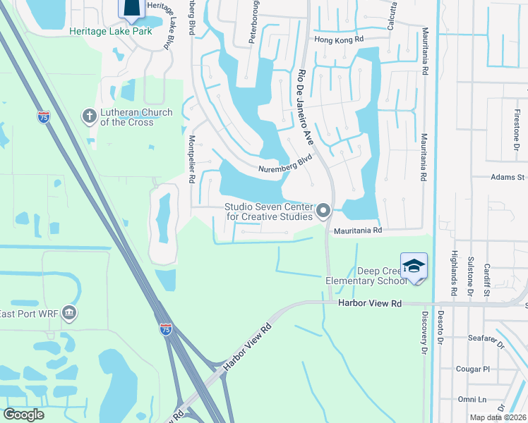 map of restaurants, bars, coffee shops, grocery stores, and more near 26168 Constantine Road in Punta Gorda