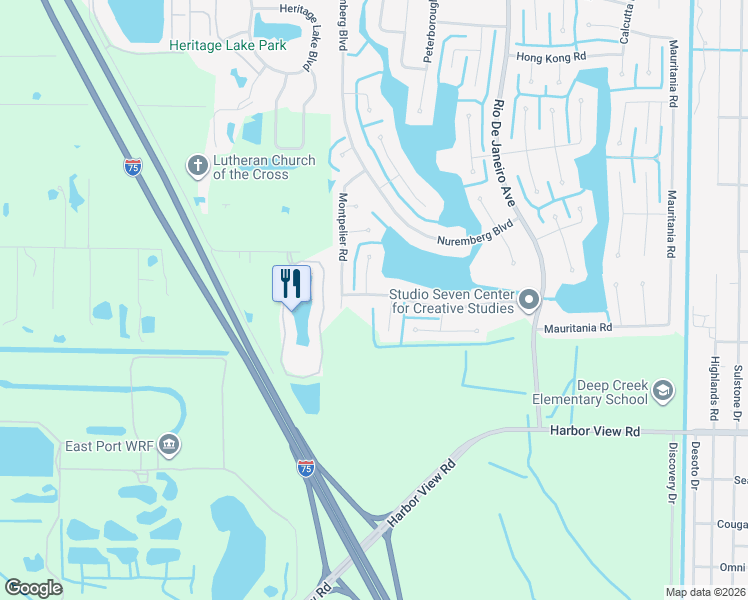 map of restaurants, bars, coffee shops, grocery stores, and more near 26065 Constantine Road in Punta Gorda