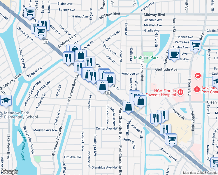 map of restaurants, bars, coffee shops, grocery stores, and more near 2826 Tamiami Trail in Port Charlotte