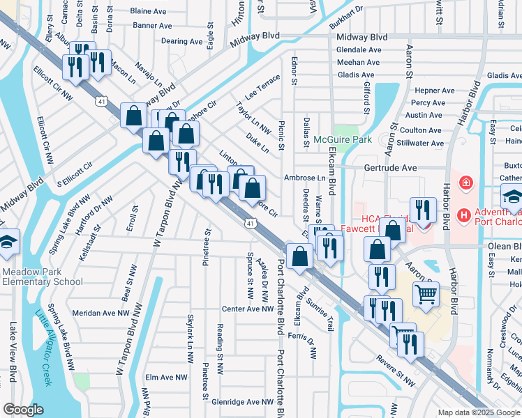 map of restaurants, bars, coffee shops, grocery stores, and more near 2826 Tamiami Trail in Port Charlotte