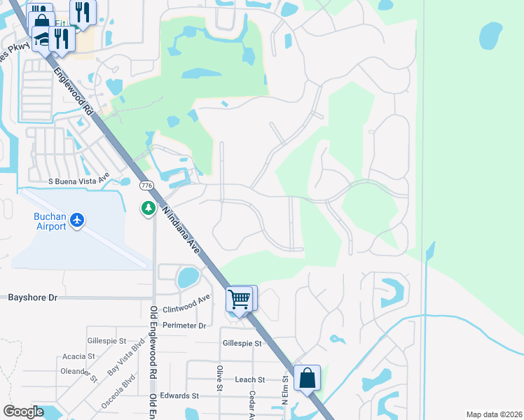 map of restaurants, bars, coffee shops, grocery stores, and more near 10805 Boca Royale Boulevard in Englewood