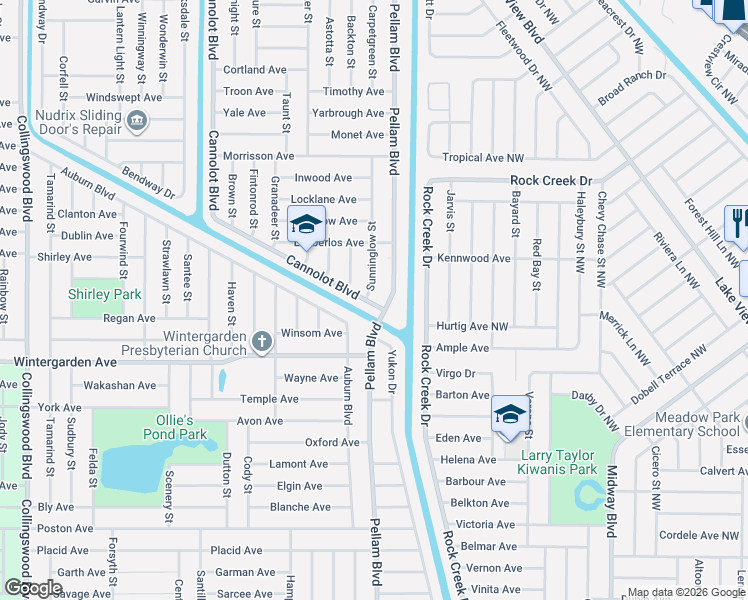 map of restaurants, bars, coffee shops, grocery stores, and more near 2598 Cannolot Boulevard in Port Charlotte