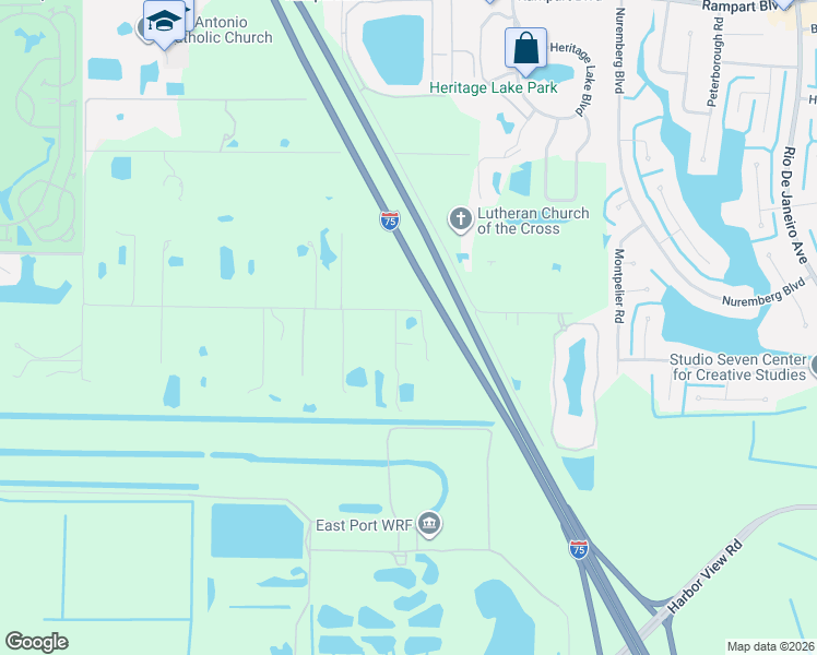 map of restaurants, bars, coffee shops, grocery stores, and more near 24789 Nova Lane in Port Charlotte