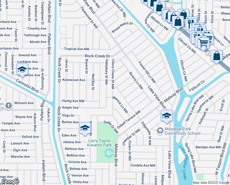 map of restaurants, bars, coffee shops, grocery stores, and more near 725 Chevy Chase Street Northwest in Port Charlotte