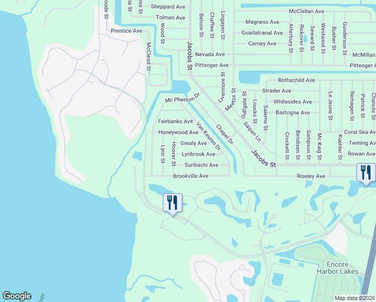map of restaurants, bars, coffee shops, grocery stores, and more near 13510 Lynbrook Avenue in Port Charlotte