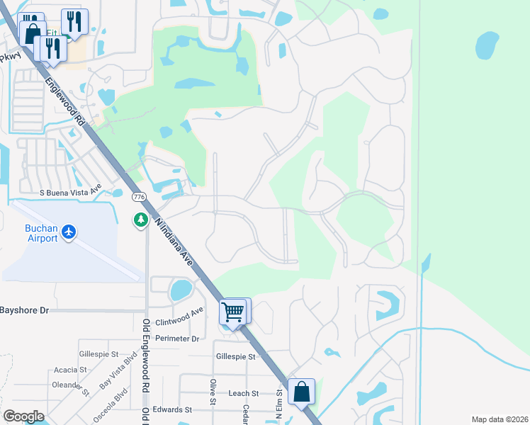 map of restaurants, bars, coffee shops, grocery stores, and more near 10805 Boca Royale Boulevard in Englewood