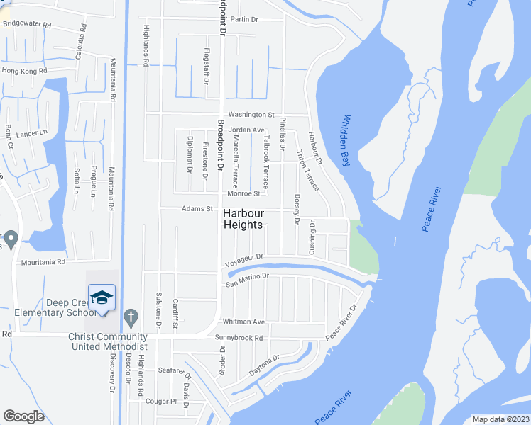map of restaurants, bars, coffee shops, grocery stores, and more near 27243 Adams Street in Punta Gorda