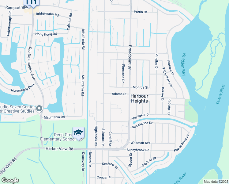 map of restaurants, bars, coffee shops, grocery stores, and more near 27059 Adams Street in Punta Gorda