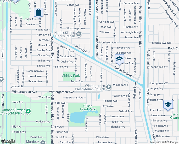 map of restaurants, bars, coffee shops, grocery stores, and more near 2425 Santee Street in Port Charlotte