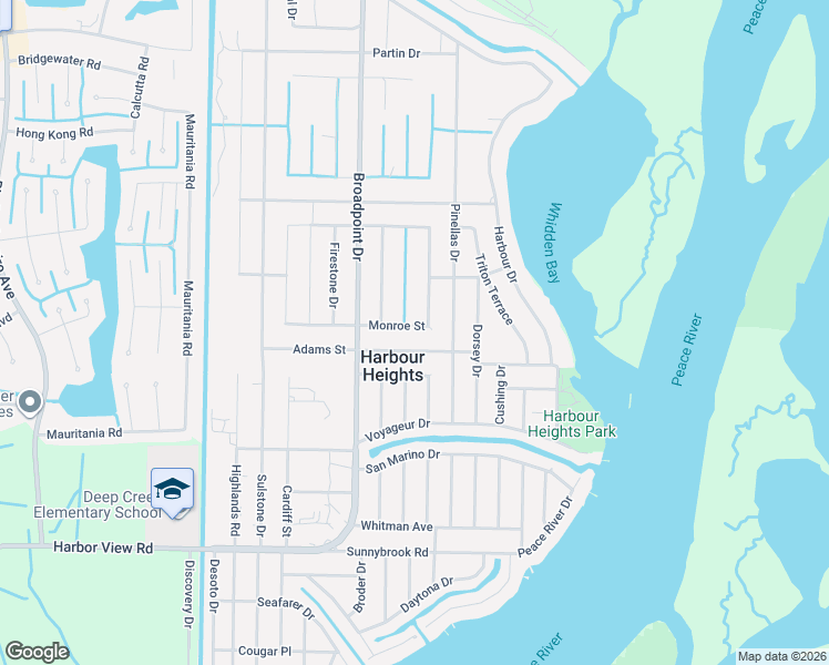 map of restaurants, bars, coffee shops, grocery stores, and more near 27220 Monroe Street in Punta Gorda