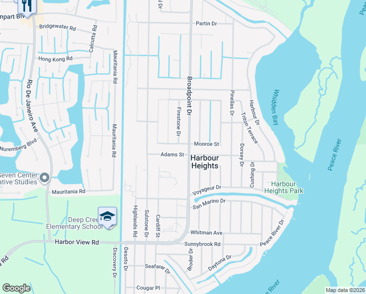 map of restaurants, bars, coffee shops, grocery stores, and more near 2370 Broadpoint Drive in Punta Gorda