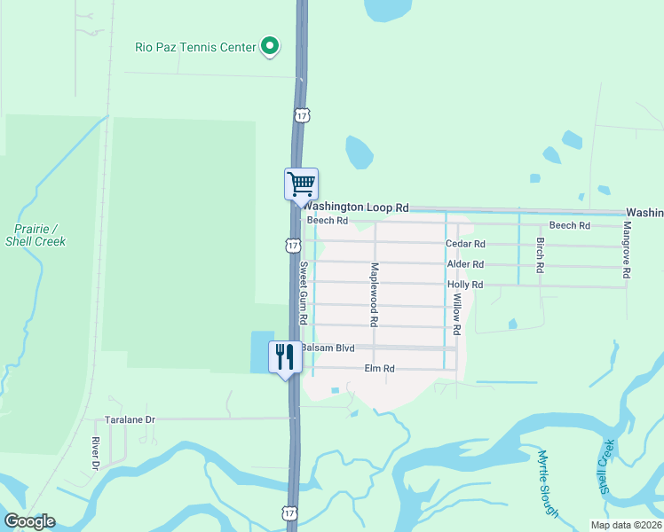 map of restaurants, bars, coffee shops, grocery stores, and more near 30057 Alder Road in Punta Gorda