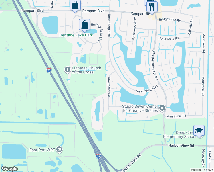 map of restaurants, bars, coffee shops, grocery stores, and more near 2357 Montpelier Road in Punta Gorda