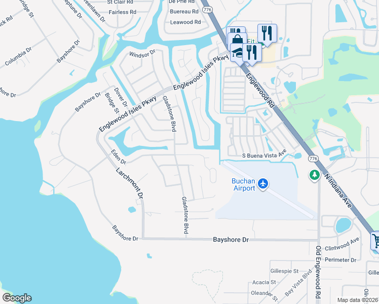 map of restaurants, bars, coffee shops, grocery stores, and more near 409 Eden Drive in Englewood