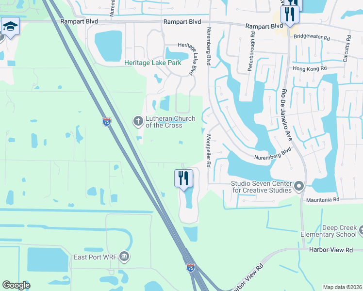 map of restaurants, bars, coffee shops, grocery stores, and more near 2510 Luther Road in Punta Gorda