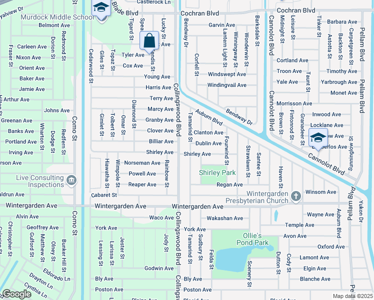 map of restaurants, bars, coffee shops, grocery stores, and more near 2400 Tamarind Street in Port Charlotte