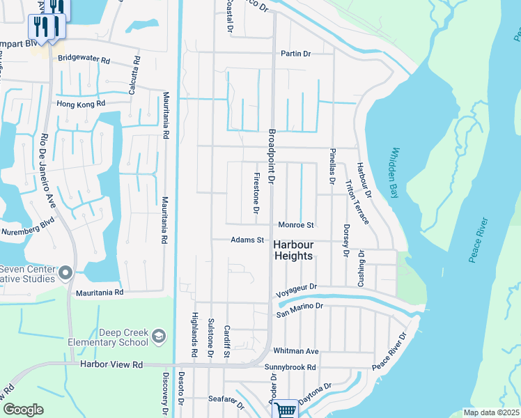 map of restaurants, bars, coffee shops, grocery stores, and more near 2369 Firestone Drive in Punta Gorda