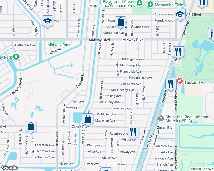 map of restaurants, bars, coffee shops, grocery stores, and more near 23193 McCandless Avenue in Port Charlotte