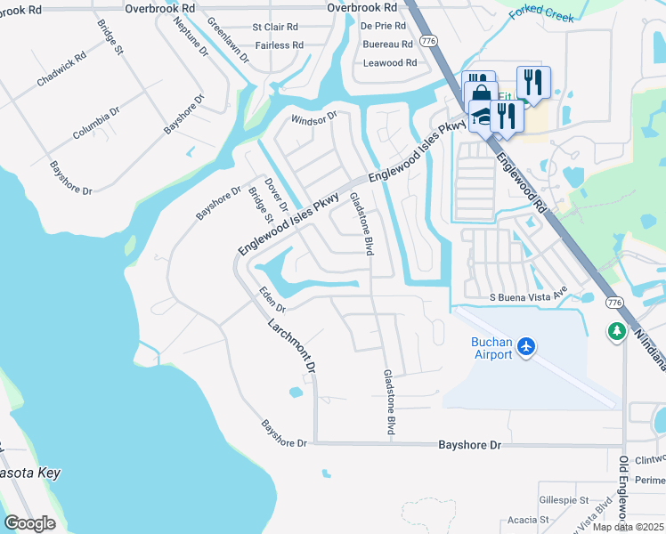 map of restaurants, bars, coffee shops, grocery stores, and more near 455 Firethorn Avenue in Englewood