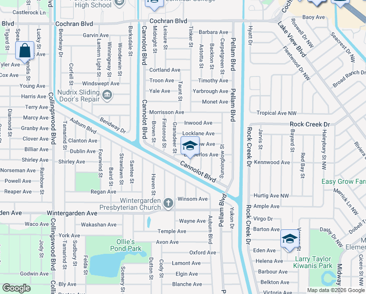 map of restaurants, bars, coffee shops, grocery stores, and more near 18378 Evenglow Avenue in Port Charlotte