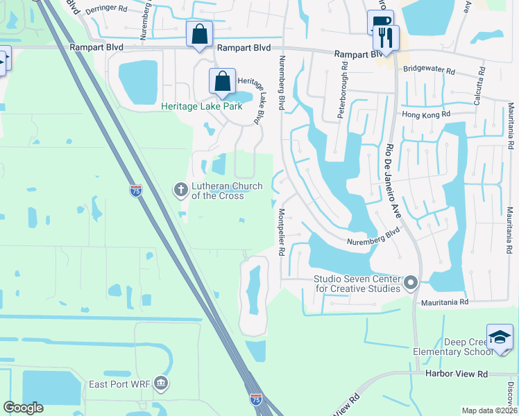 map of restaurants, bars, coffee shops, grocery stores, and more near 2380 Luther Road in Punta Gorda